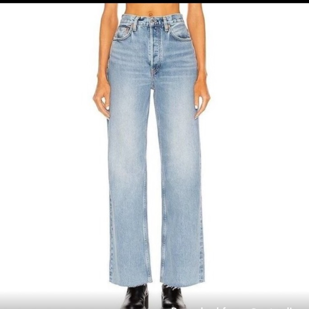 $295.00 Re/ Done 70'S Ultra High Rise Wide Leg, Sz. 27, 60s Fade Wash